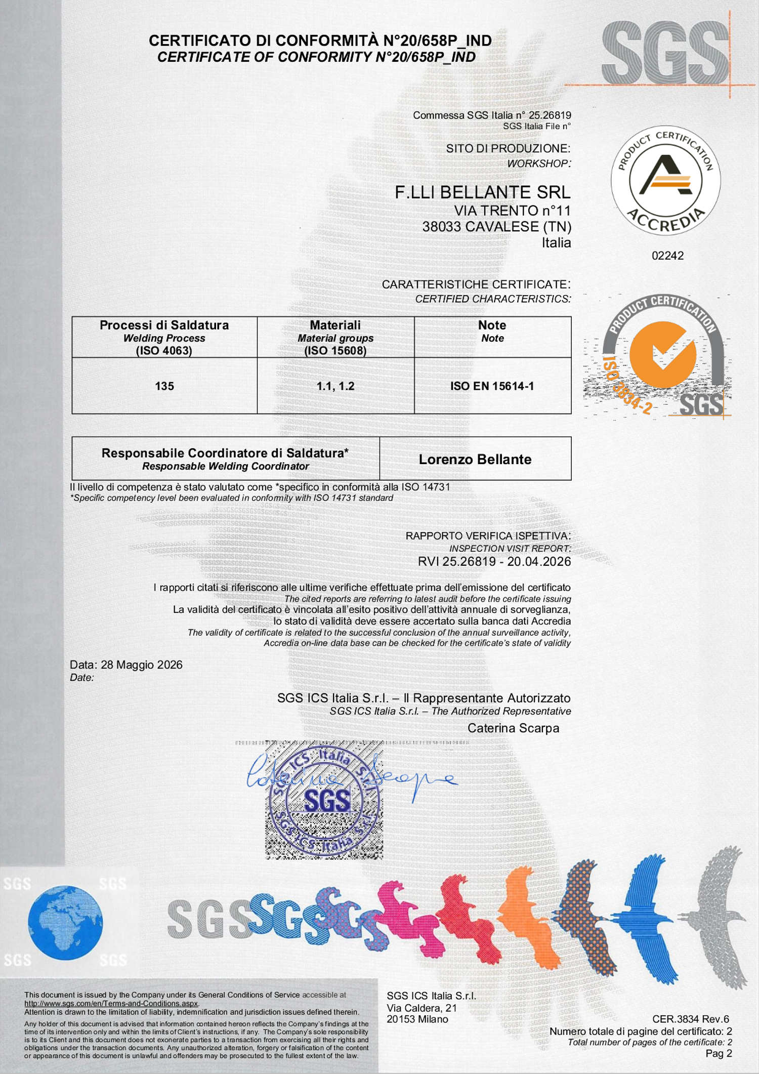 Fratelli Bellente Srl Cavalese certificazione UNI EN ISO 9001 2008